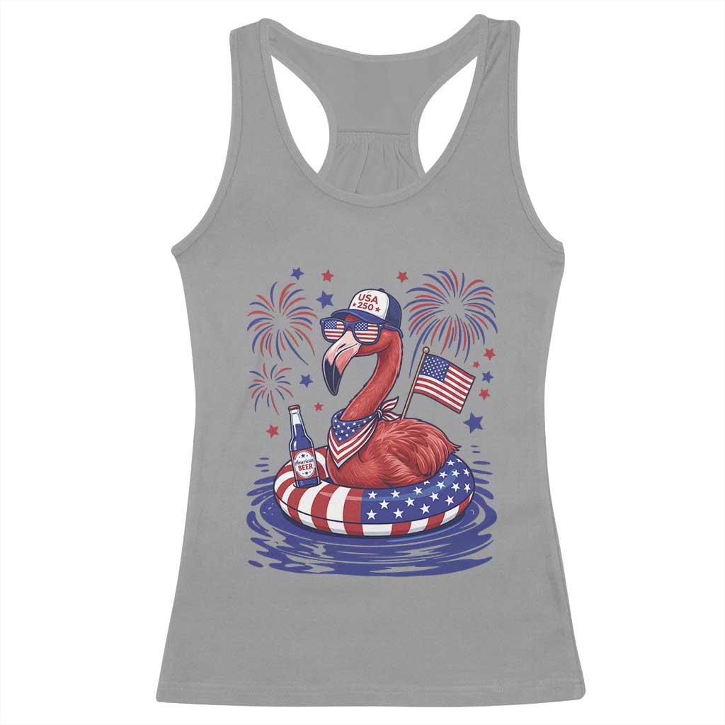 Flamingo 4Th Of July Patriotic USA American Flag Racerback Tank Top