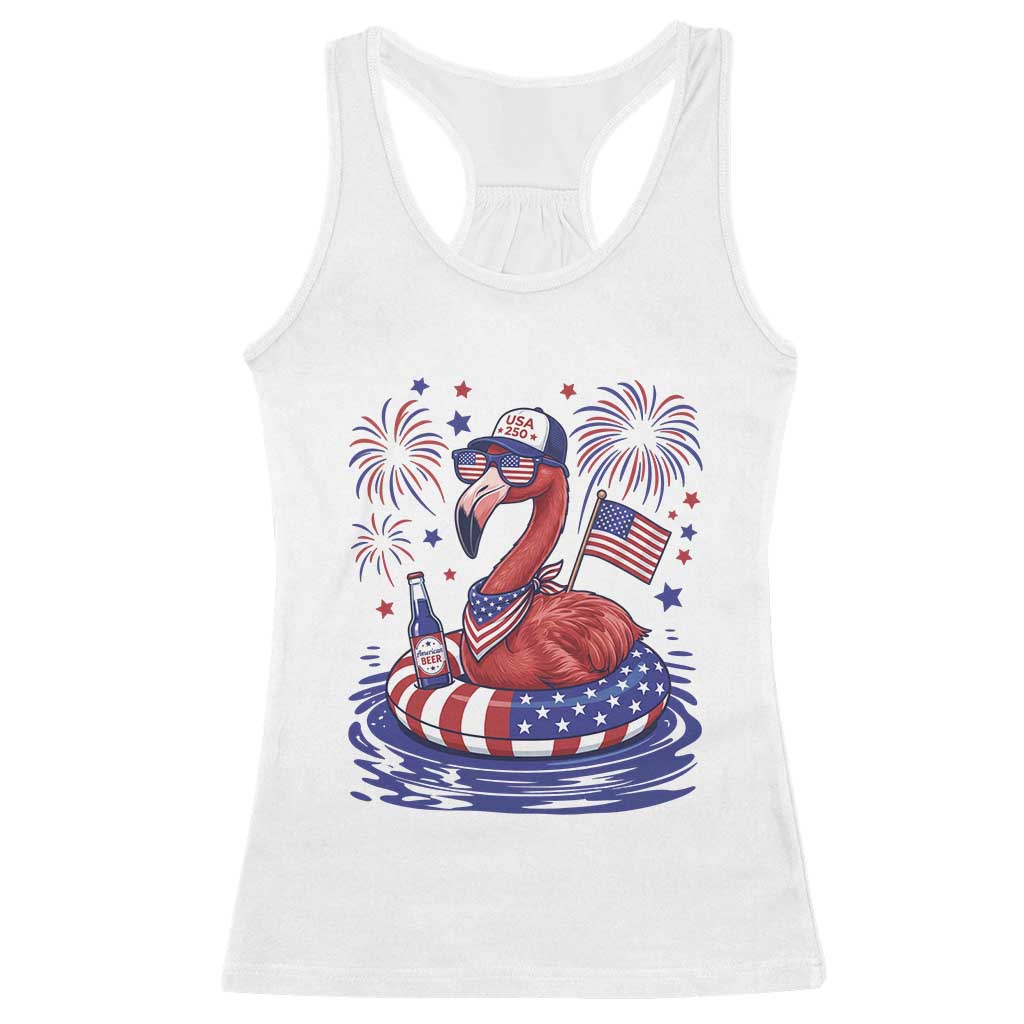 Flamingo 4Th Of July Patriotic USA American Flag Racerback Tank Top