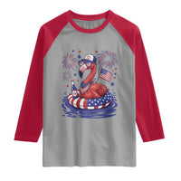 Flamingo 4Th Of July Patriotic USA American Flag Raglan Shirt