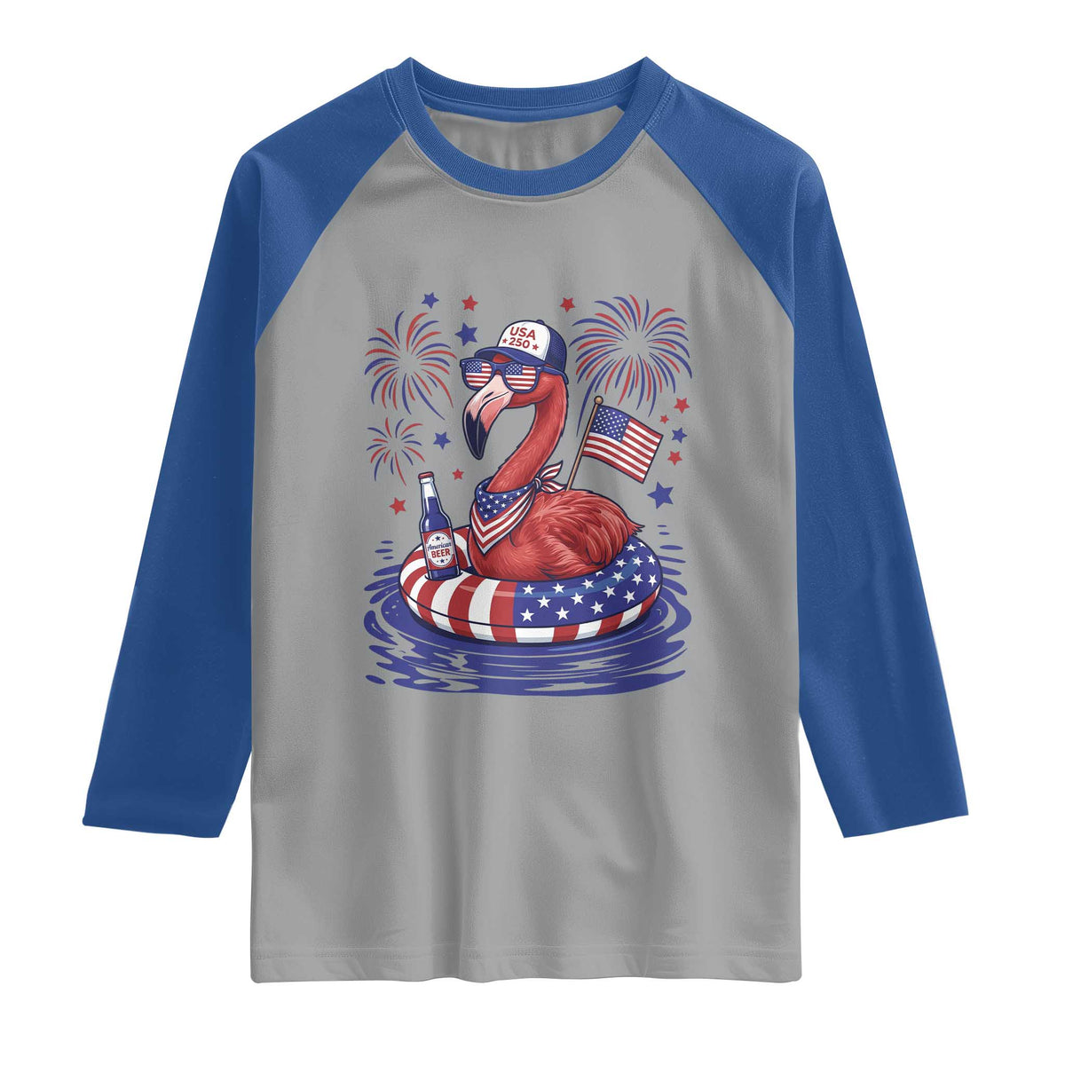 Flamingo 4Th Of July Patriotic USA American Flag Raglan Shirt