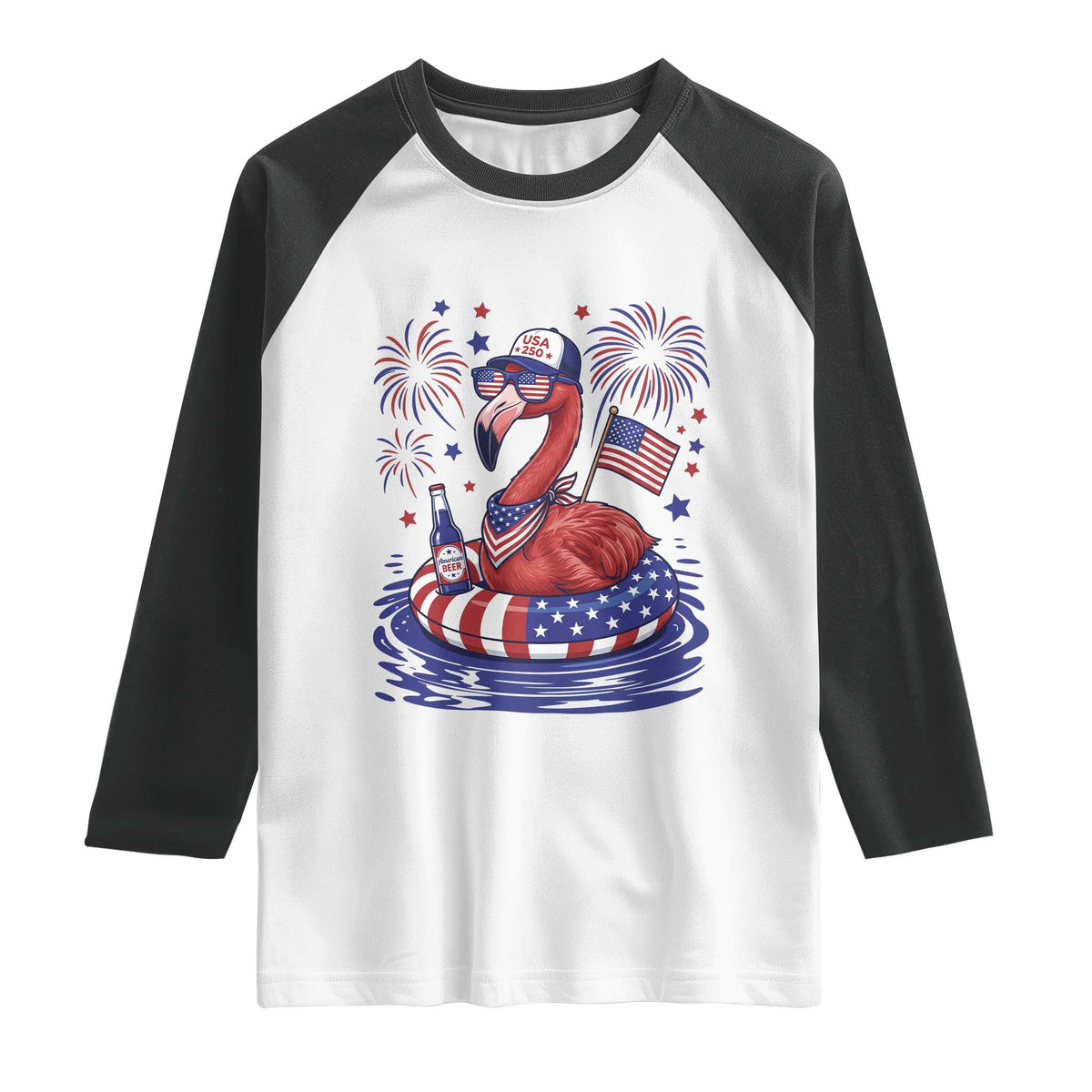 Flamingo 4Th Of July Patriotic USA American Flag Raglan Shirt