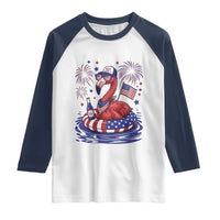 Flamingo 4Th Of July Patriotic USA American Flag Raglan Shirt