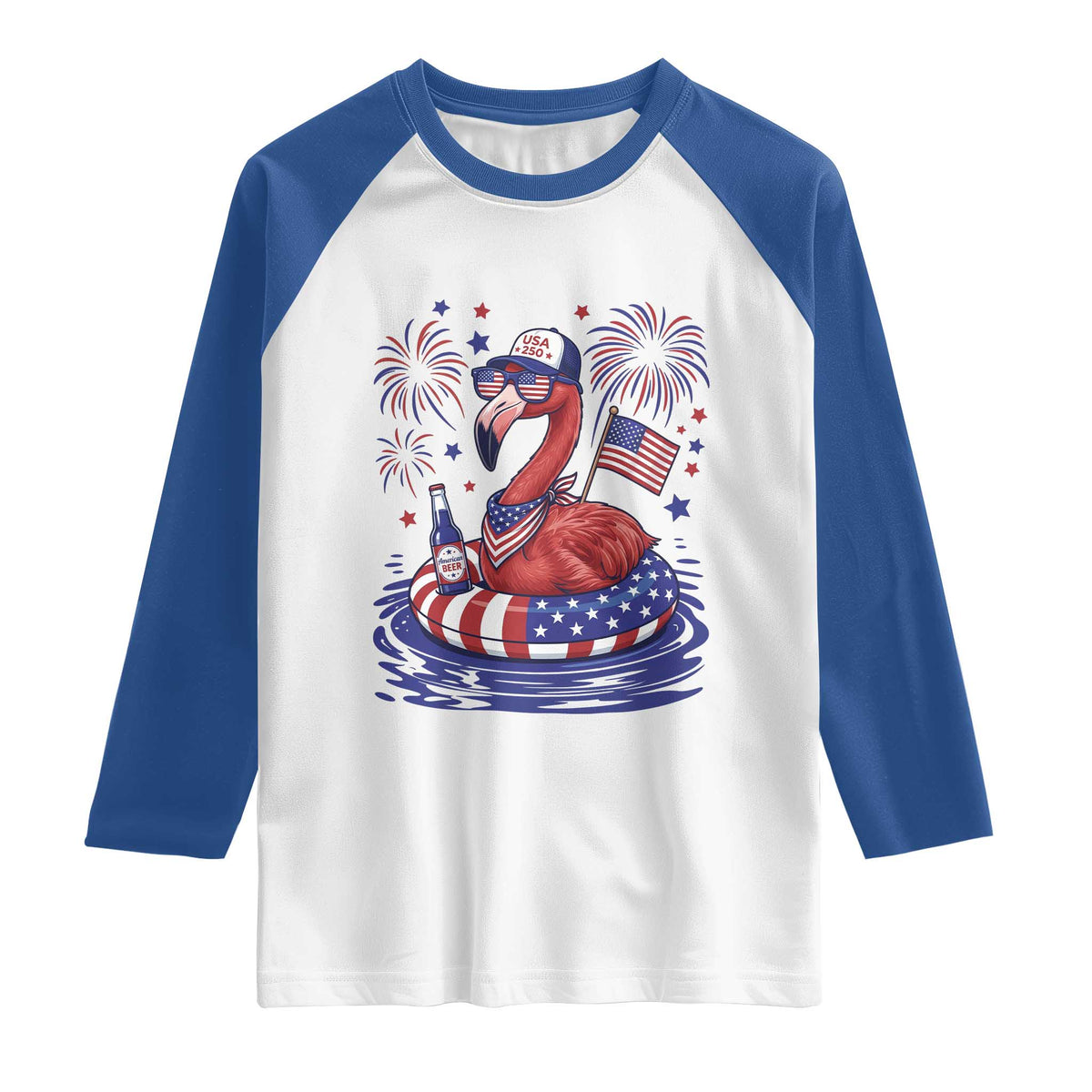Flamingo 4Th Of July Patriotic USA American Flag Raglan Shirt