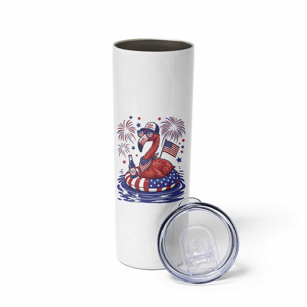 Flamingo 4Th Of July Patriotic USA American Flag Skinny Tumbler