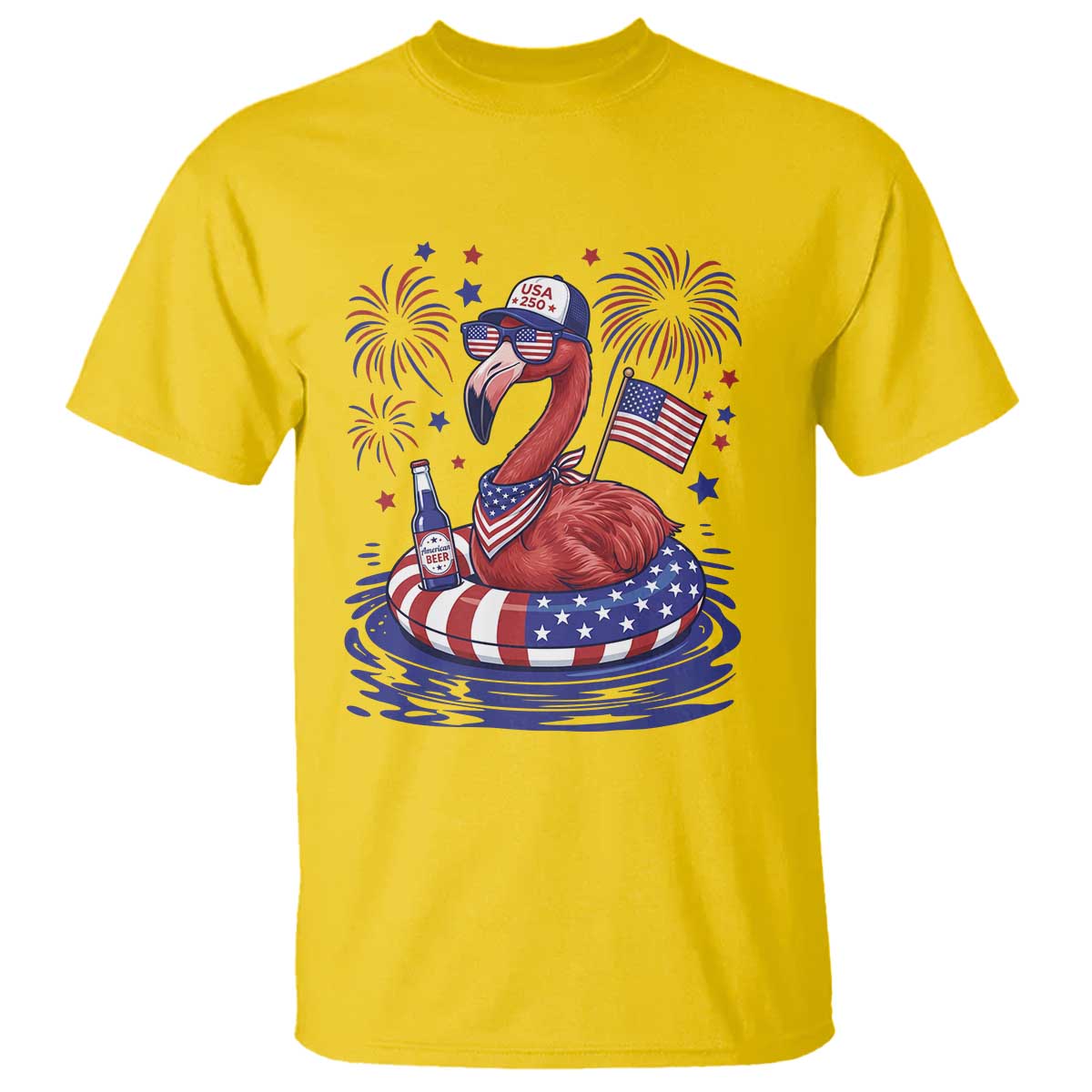 Flamingo 4Th Of July Patriotic USA American Flag T Shirt