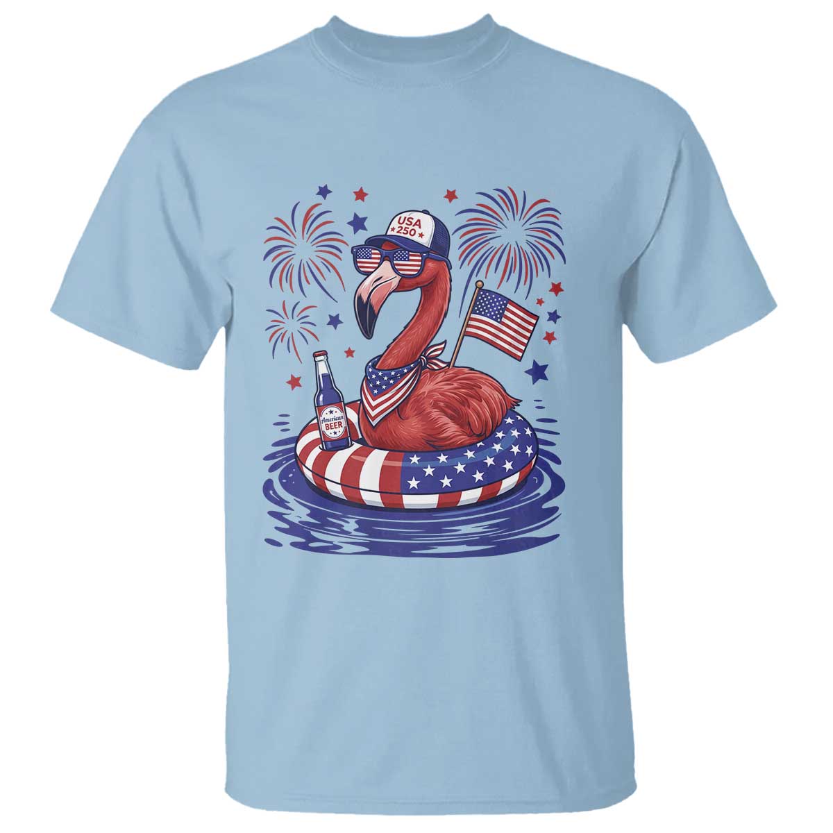 Flamingo 4Th Of July Patriotic USA American Flag T Shirt