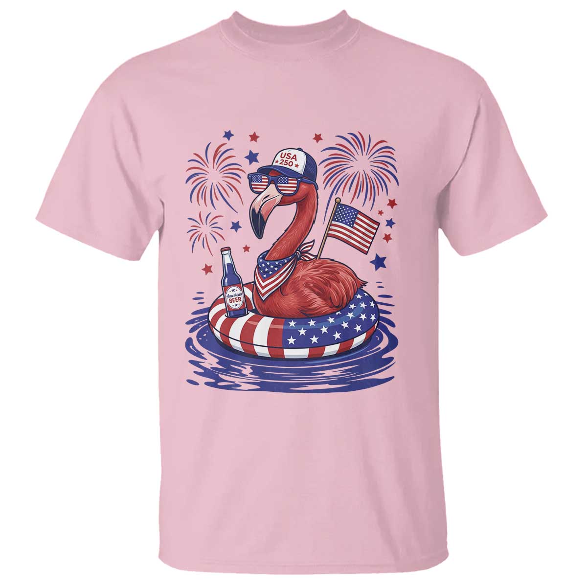 Flamingo 4Th Of July Patriotic USA American Flag T Shirt