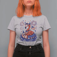Flamingo 4Th Of July Patriotic USA American Flag T Shirt For Women