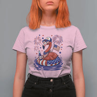 Flamingo 4Th Of July Patriotic USA American Flag T Shirt For Women