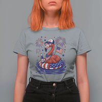 Flamingo 4Th Of July Patriotic USA American Flag T Shirt For Women