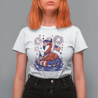 Flamingo 4Th Of July Patriotic USA American Flag T Shirt For Women
