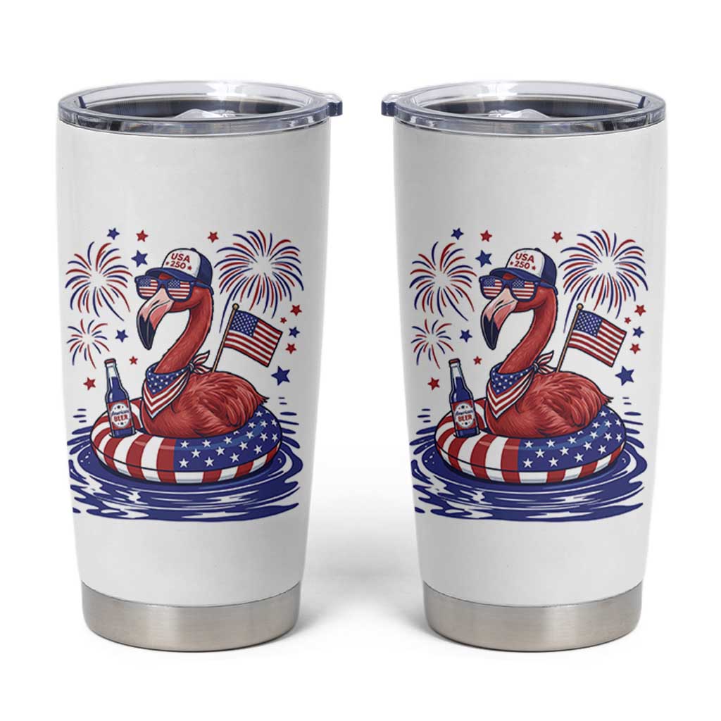 Flamingo 4Th Of July Patriotic USA American Flag Tumbler Cup