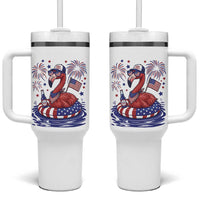 Flamingo 4Th Of July Patriotic USA American Flag Tumbler With Handle