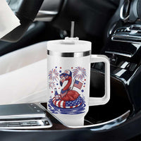 Flamingo 4Th Of July Patriotic USA American Flag Tumbler With Handle