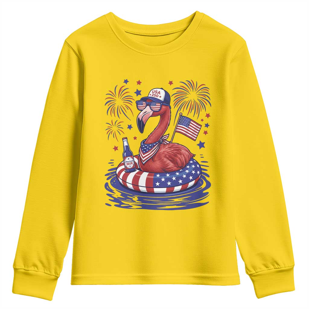 Flamingo 4Th Of July Patriotic USA American Flag Youth Sweatshirt