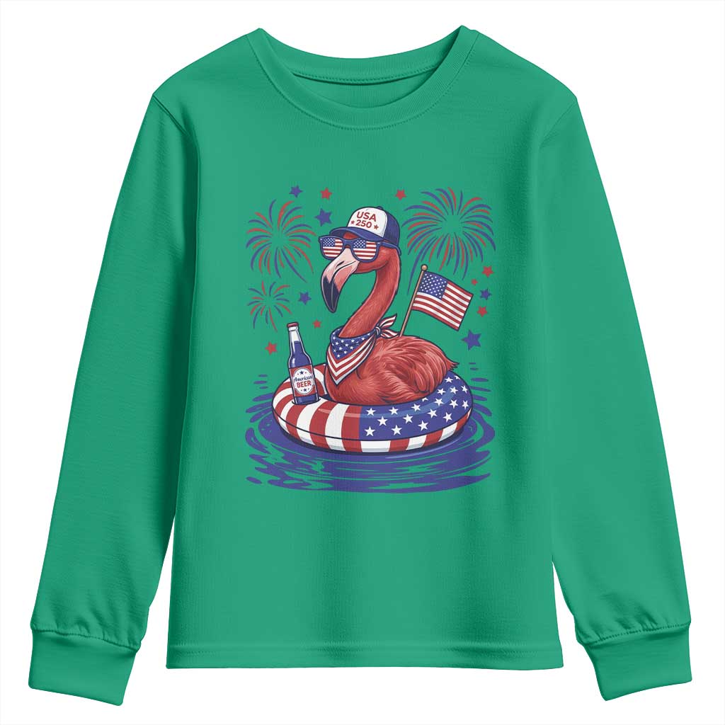 Flamingo 4Th Of July Patriotic USA American Flag Youth Sweatshirt