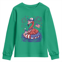 Flamingo 4Th Of July Patriotic USA American Flag Youth Sweatshirt