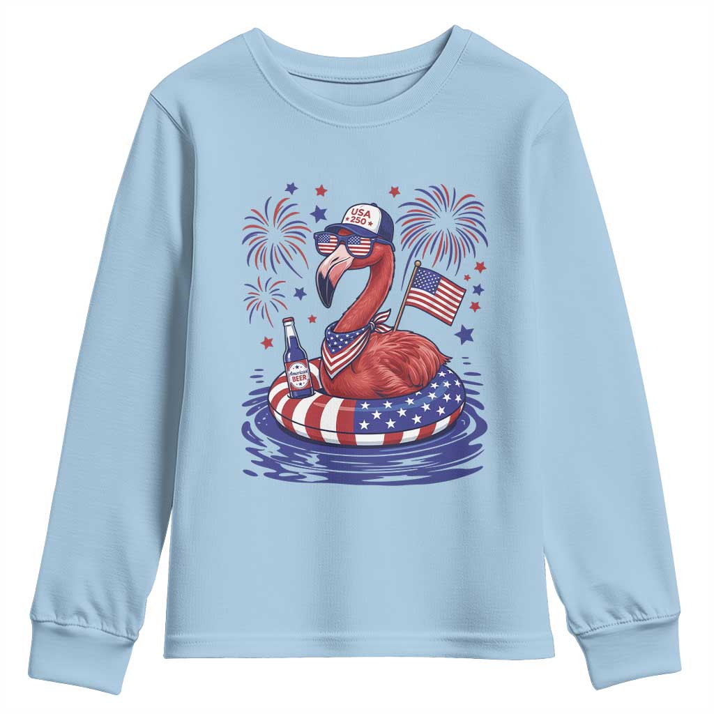 Flamingo 4Th Of July Patriotic USA American Flag Youth Sweatshirt