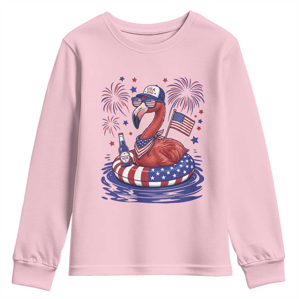 Flamingo 4Th Of July Patriotic USA American Flag Youth Sweatshirt