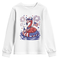 Flamingo 4Th Of July Patriotic USA American Flag Youth Sweatshirt