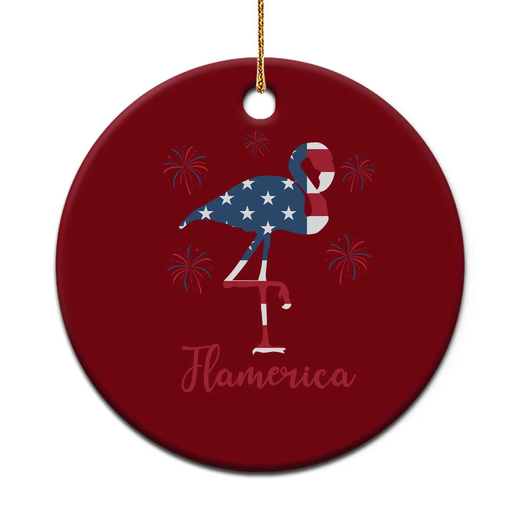 Flamingo 4Th Of July Patriotic USA Independence Flamerica Ceramic Ornament