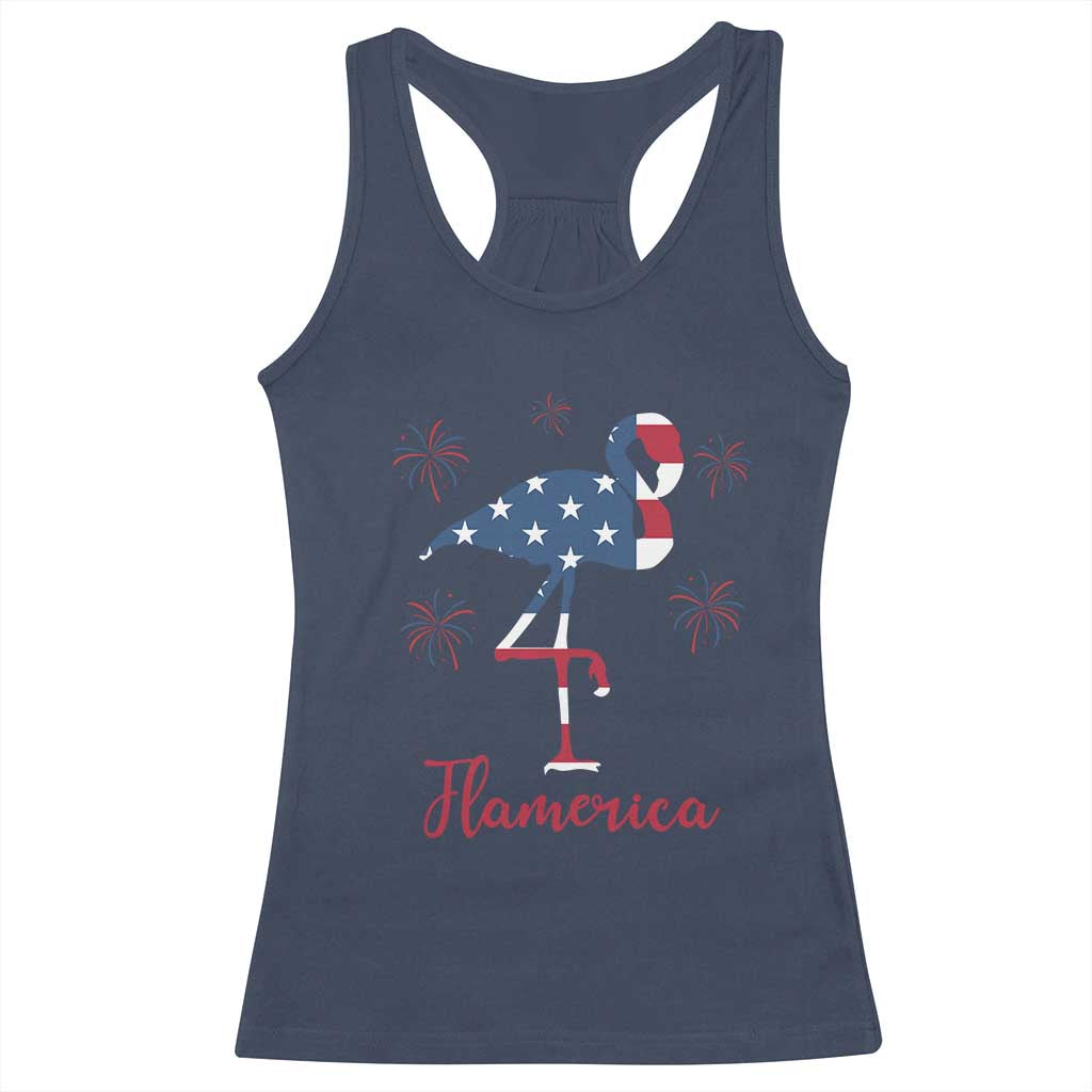 Flamingo 4Th Of July Patriotic USA Independence Flamerica Racerback Tank Top