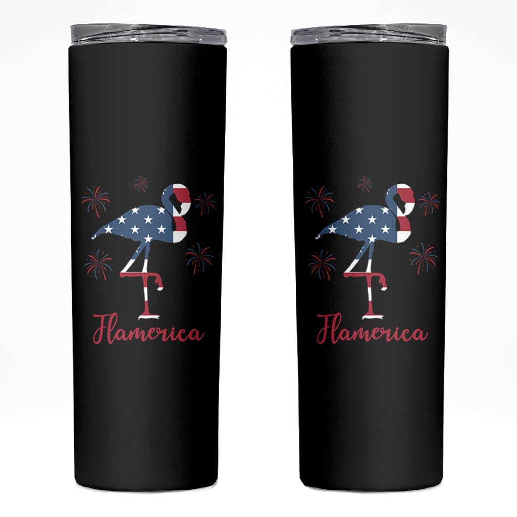Flamingo 4Th Of July Patriotic USA Independence Flamerica Skinny Tumbler
