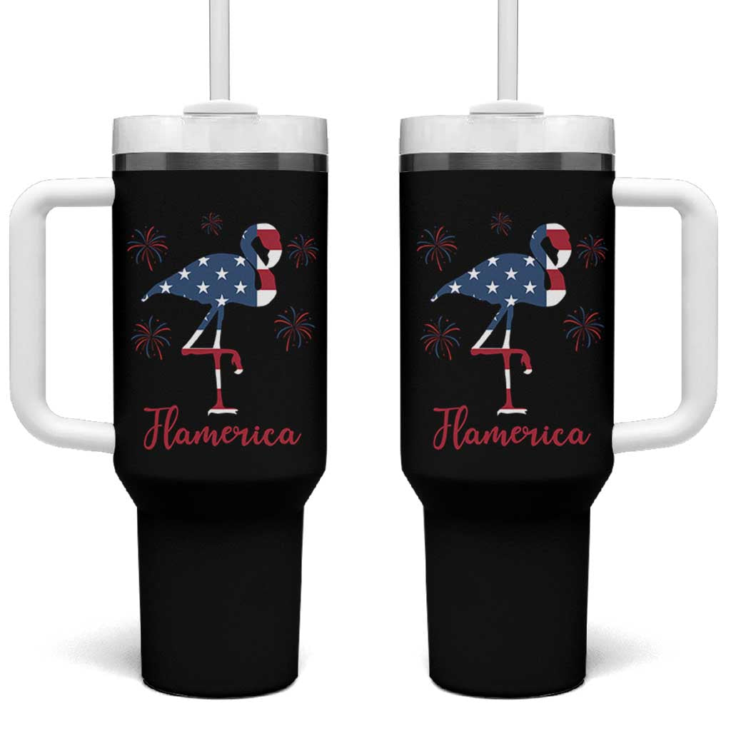 Flamingo 4Th Of July Patriotic USA Independence Flamerica Tumbler With Handle