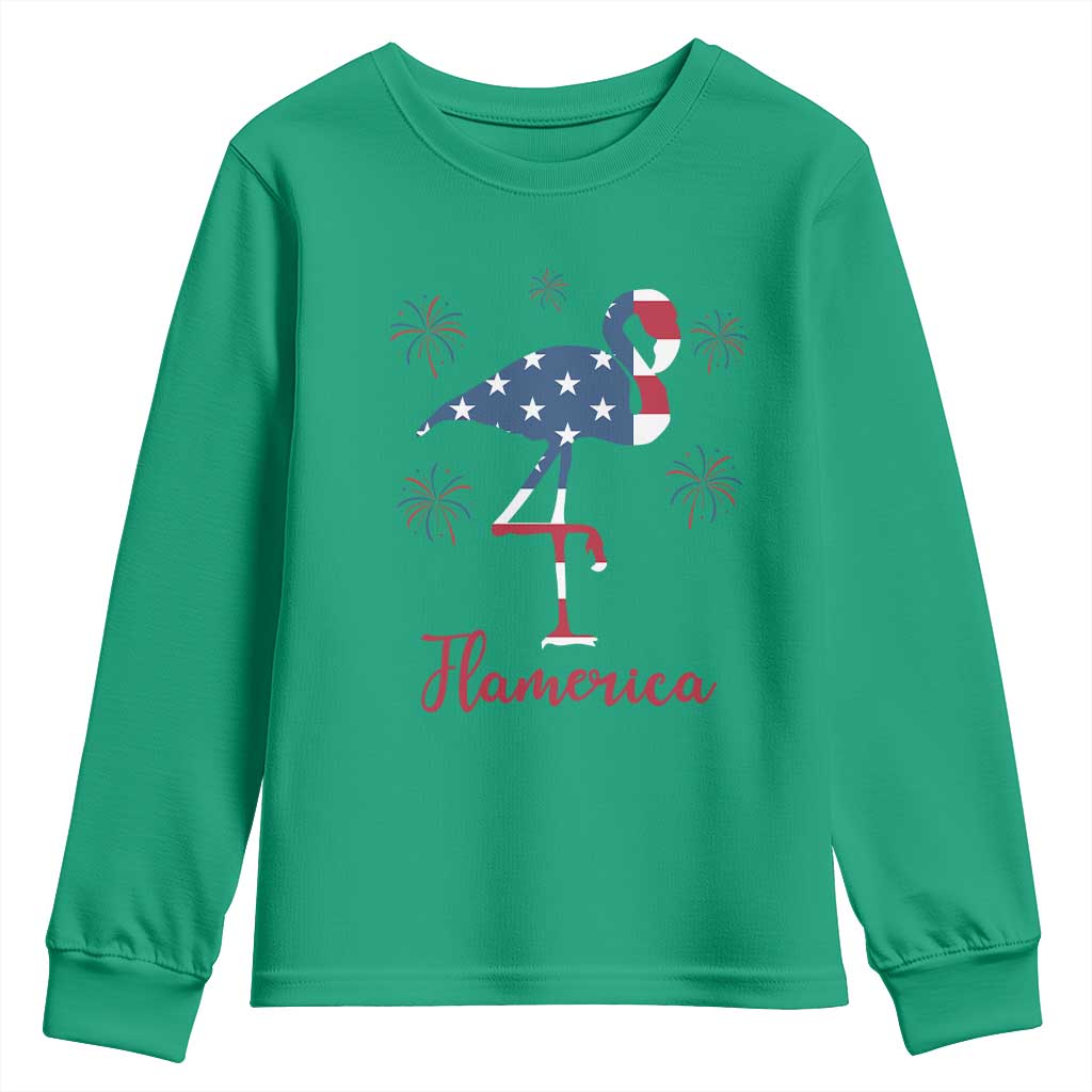 Flamingo 4Th Of July Patriotic USA Independence Flamerica Youth Sweatshirt