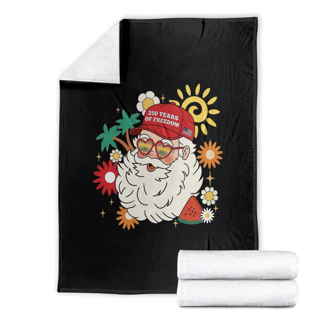 USA 250th Anniversary Santa Christmas In July Throw Blanket