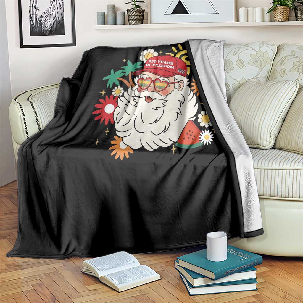 USA 250th Anniversary Santa Christmas In July Throw Blanket