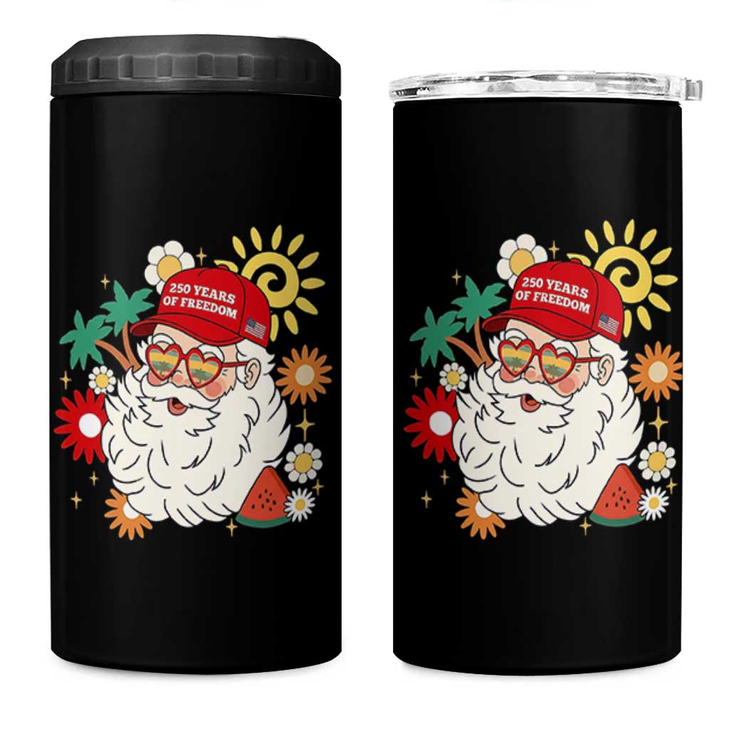 USA 250th Anniversary Santa Christmas In July 4 in 1 Can Cooler Tumbler