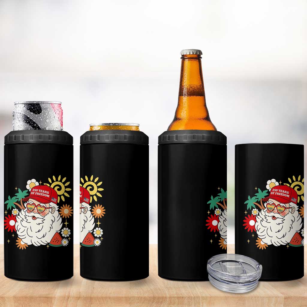 USA 250th Anniversary Santa Christmas In July 4 in 1 Can Cooler Tumbler