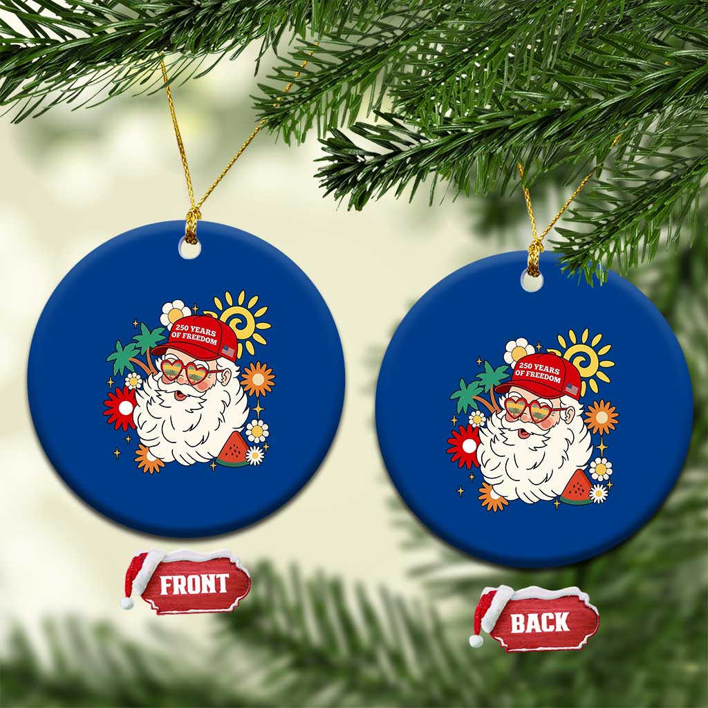 USA 250th Anniversary Santa Christmas In July Ceramic Ornament
