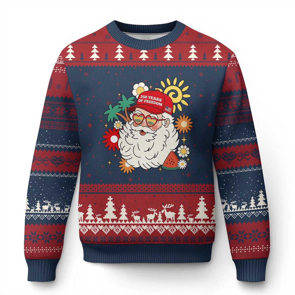USA 250th Anniversary Santa Christmas In July Ugly Christmas Sweater