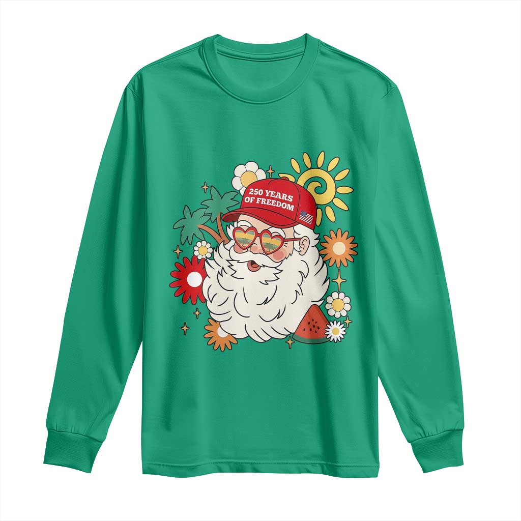 USA 250th Anniversary Santa Christmas In July Long Sleeve Shirt