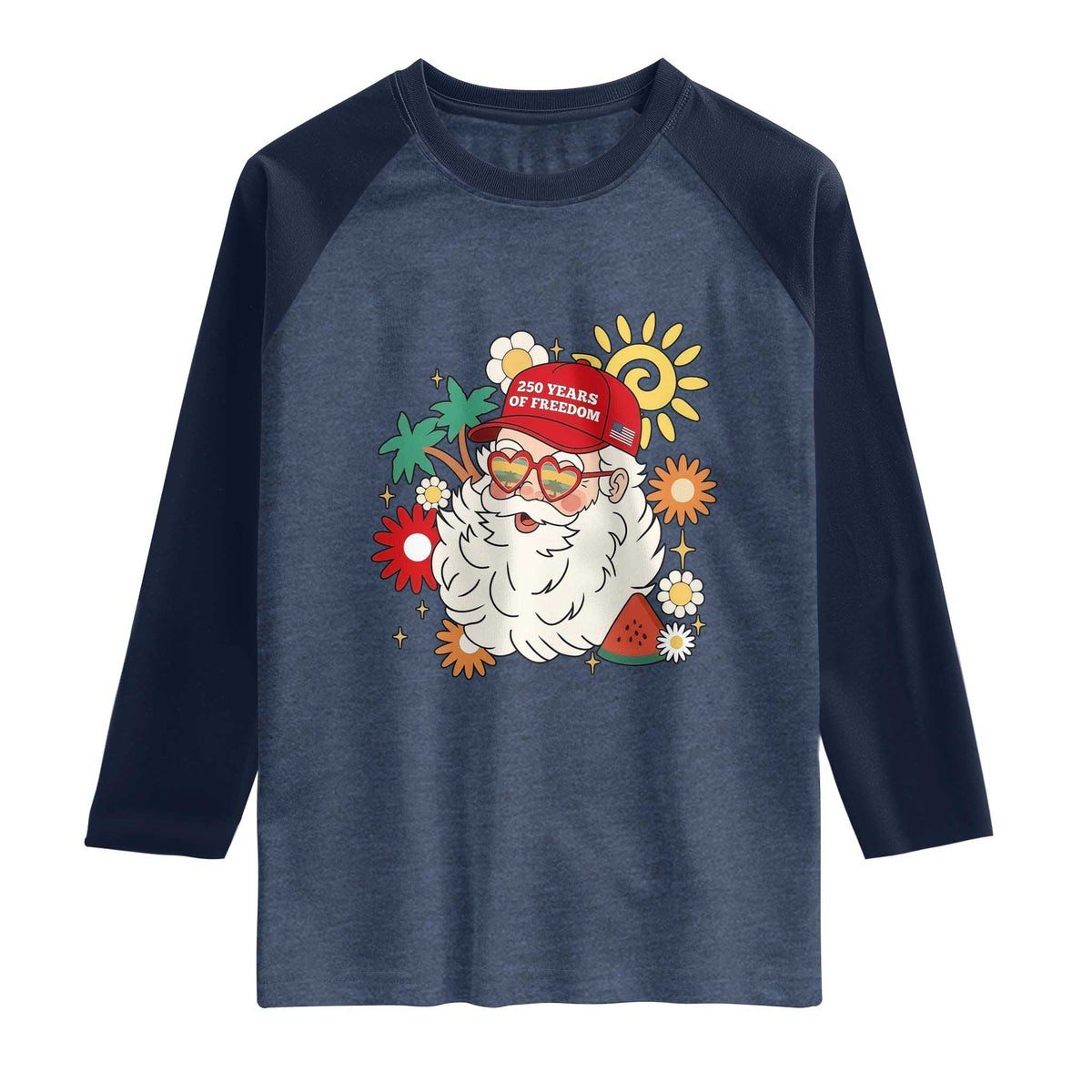 USA 250th Anniversary Santa Christmas In July Raglan Shirt