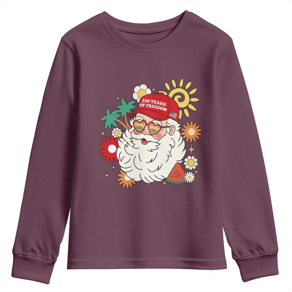 USA 250th Anniversary Santa Christmas In July Youth Sweatshirt