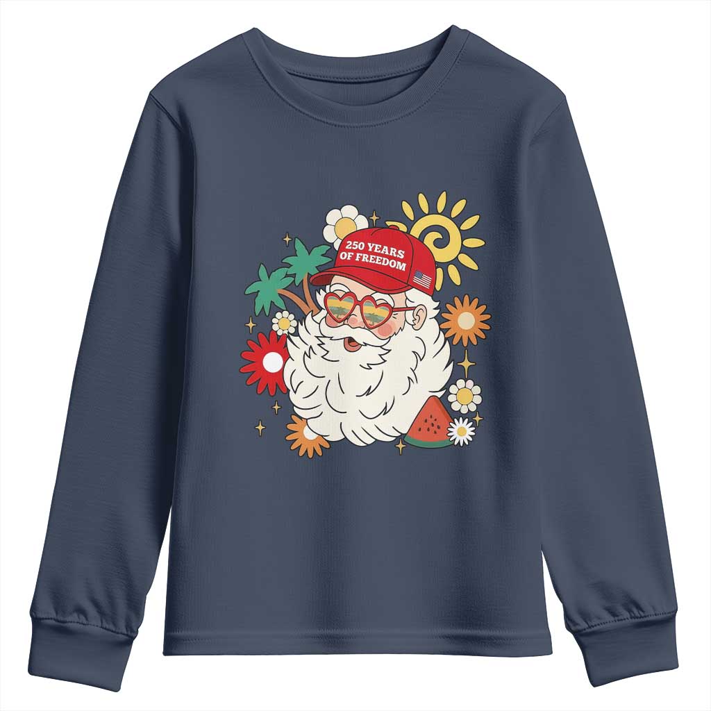 USA 250th Anniversary Santa Christmas In July Youth Sweatshirt