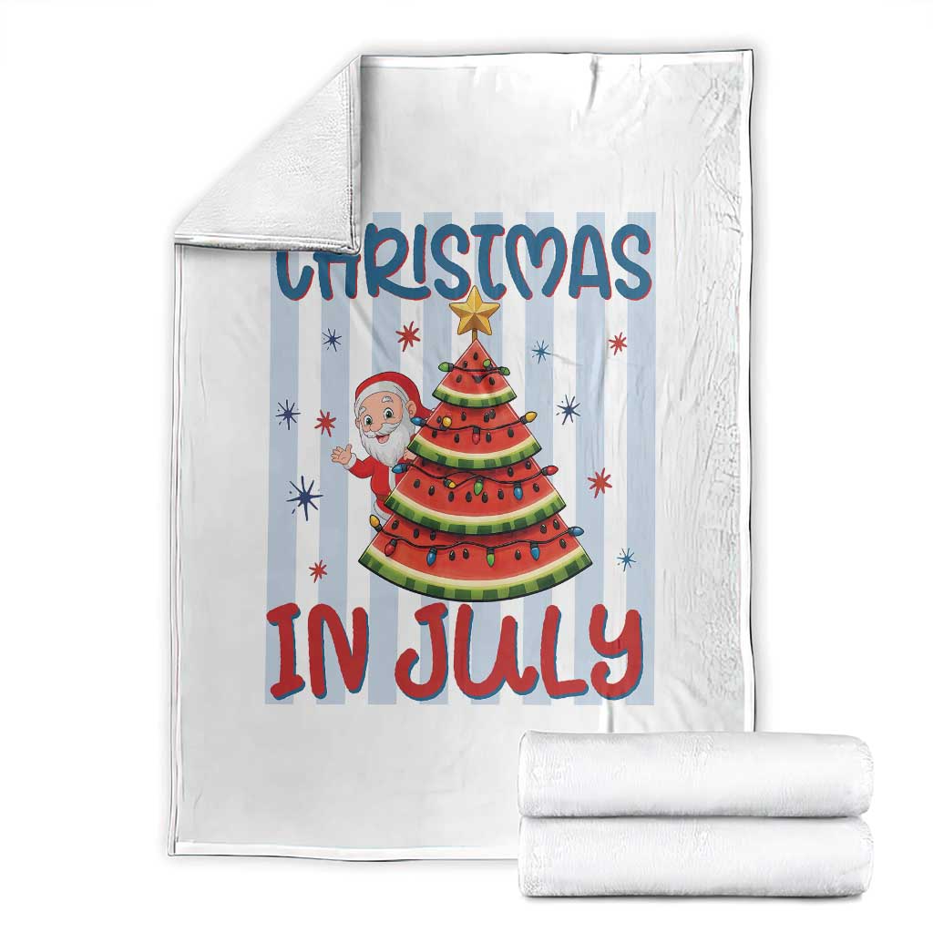 Funny Santa Christmas in July Throw Blanket Melon Christmas Tree Summer