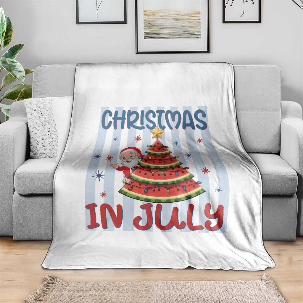 Funny Santa Christmas in July Throw Blanket Melon Christmas Tree Summer