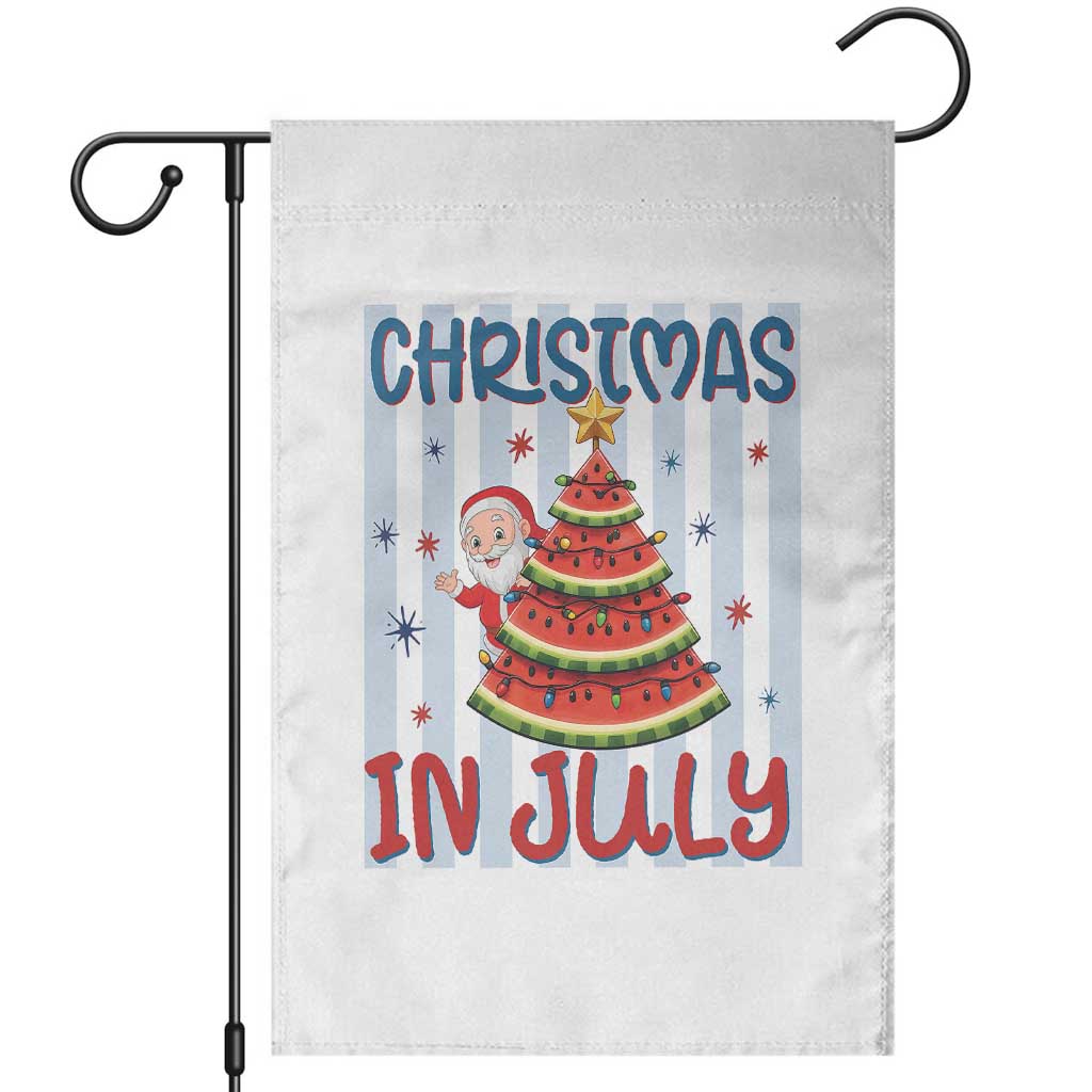Funny Santa Christmas in July Garden Flag Melon Christmas Tree Summer