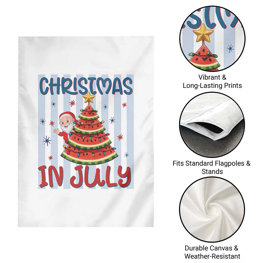 Funny Santa Christmas in July Garden Flag Melon Christmas Tree Summer