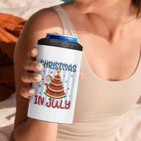 Funny Santa Christmas in July 4 in 1 Can Cooler Tumbler Melon Christmas Tree Summer