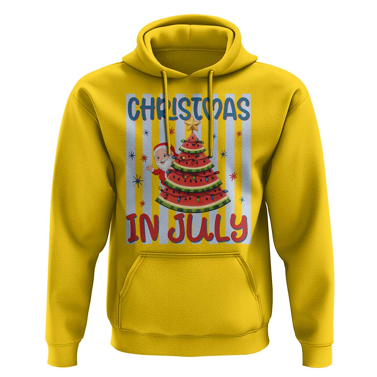 Funny Santa Christmas in July Hoodie Melon Christmas Tree Summer