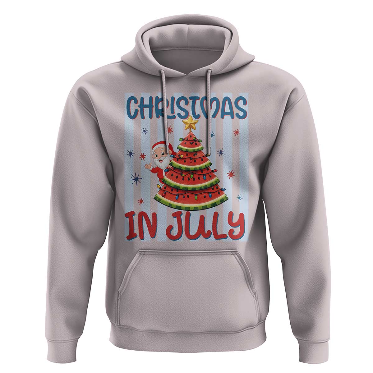 Funny Santa Christmas in July Hoodie Melon Christmas Tree Summer
