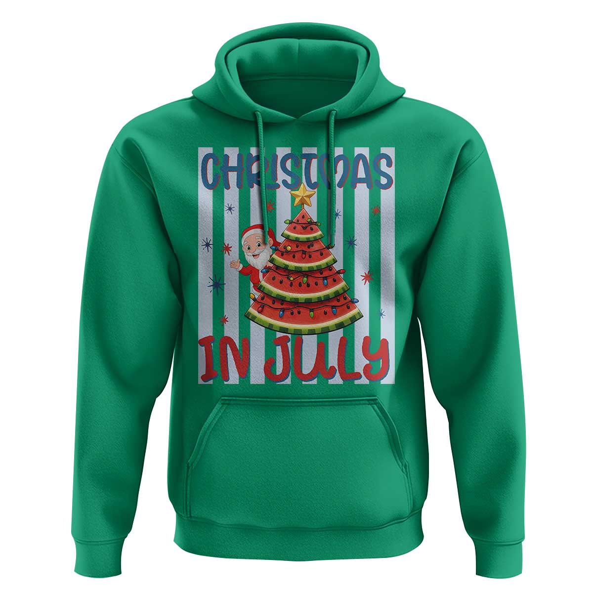 Funny Santa Christmas in July Hoodie Melon Christmas Tree Summer