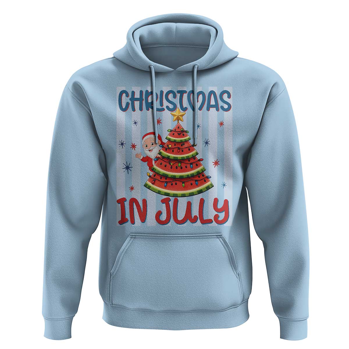 Funny Santa Christmas in July Hoodie Melon Christmas Tree Summer