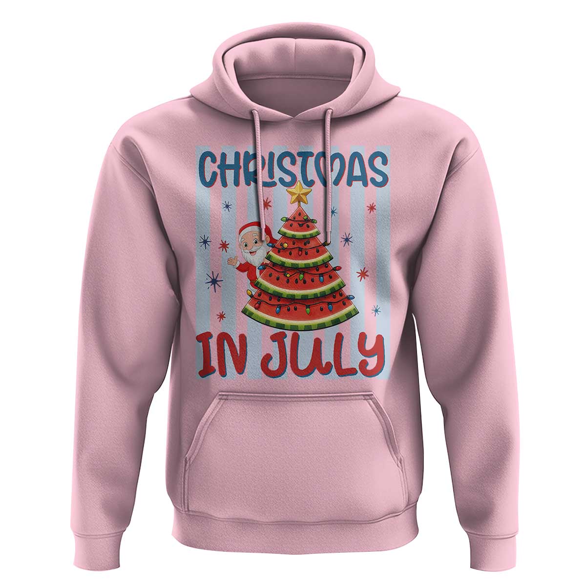 Funny Santa Christmas in July Hoodie Melon Christmas Tree Summer