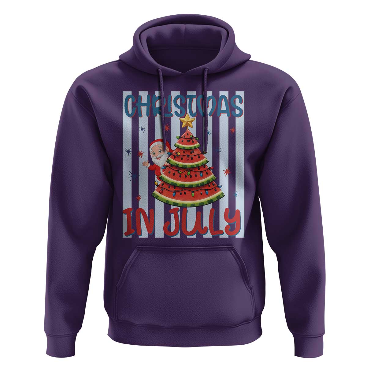 Funny Santa Christmas in July Hoodie Melon Christmas Tree Summer